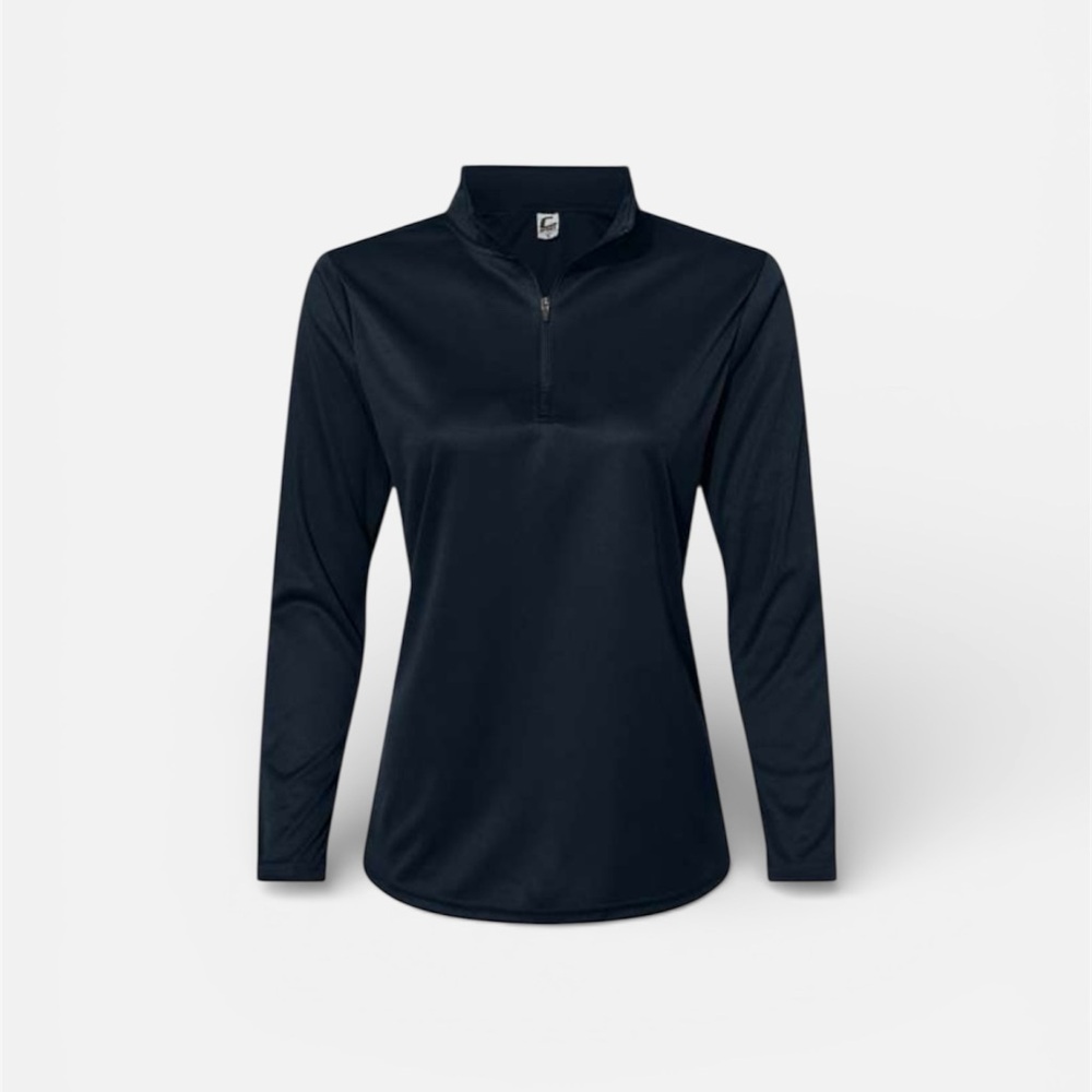Women's Quarter Zip Navy Long Sleeve Top